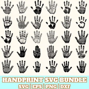 Handprint Svg Bundle, Handprint Vector, Handprint Silhouette, Handprint Svg PNG Eps Dxf, Instant Download