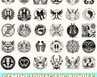 Gemini Zodiac Sign Svg Bundle, Gemini Zodiac Vector, Gemini Zodiac Sign Silhouette, Gemini Zodiac Svg PNG Eps Dxf, Instant Download