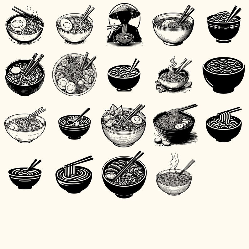 Ramen Svg Bundle, Ramen Vector, Ramen Silhouette, Ramen Svg PNG Eps Dxf ...