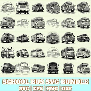 School Bus Svg Bundle, School Bus Vector, School Bus Silhouette, School Bus Svg PNG Eps Dxf, Instant Download