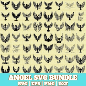 Angel Svg Bundle, Angel Wings Vector, Angel Silhouette, Christmas angel Svg, Angel Files for Cricut, Religious svg, Instant Download