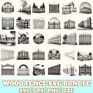 Wood Fence Svg Bundle, Wood Fence Vector, Wood Fence Silhouette, Wood Fence Svg PNG Eps Dxf, Instant Download