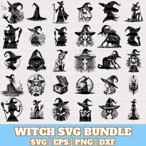 Witch Svg Bundle, Witch vector, Witch Silhouette, Witch Designs Svg, Witchcraft Cricut, Spells SVG, Halloween Witch Svg, Digital Download