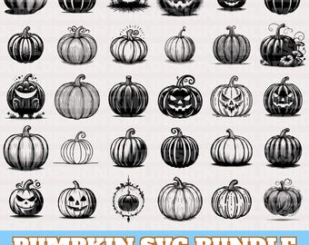 Pacchetto di immagini SVG di zucche, vettori di zucche, silhouette di zucche, disegni di zucche in formato SVG, zucche autunnali in formato SVG, zucche PNG, download digitale