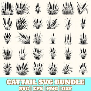 Cattail-Svg-Bundle, Cattail-Vektorgrafik, Cattail-Silhouette, Cattail-Svg PNG Eps Dxf, Instant Download