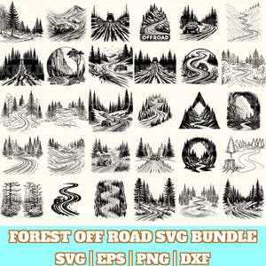 Forest Scene Off Road  Svg Bundle, Forest Off Road Vector, Forest Off Road Silhouette, Forest Off Road Svg PNG Eps Dxf, Instant Download