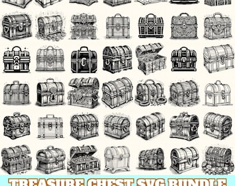 Treasure Chest Svg Bundle, Treasure Chest Vector, Treasure Chest Silhouette, Treasure Chest Svg PNG Eps Dxf, Digital Download