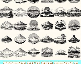 Mount Fuji Svg Bundle, Mount Fuji Fujiyama Vector, Mount Fuji Silhouette, Mount Fuji Svg PNG Eps Dxf, Instant Download
