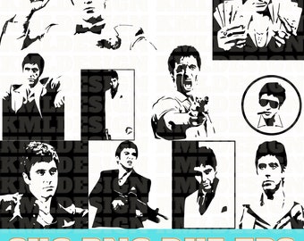 11 Scarface Svg Bundle, Scarface Vector, Scarface Clipart, TonyMontana SVG, Scarface Png, Scarface Silhouette, Tony Montana Png