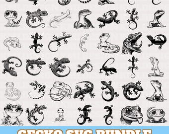 Pacchetto SVG di Geco, Vettore di Geco, Silhouette di Geco, Simpatico Geco in formato SVG PNG EPS DXF, Divertente Clipart di Geco in Cricut, Fantastico Geco in formato SVG, Download Digitale
