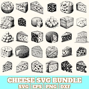 Cheese Svg Bundle, Cheese Vector, Cheese Silhouette, Cheese Svg PNG Eps Dxf, Instant Download