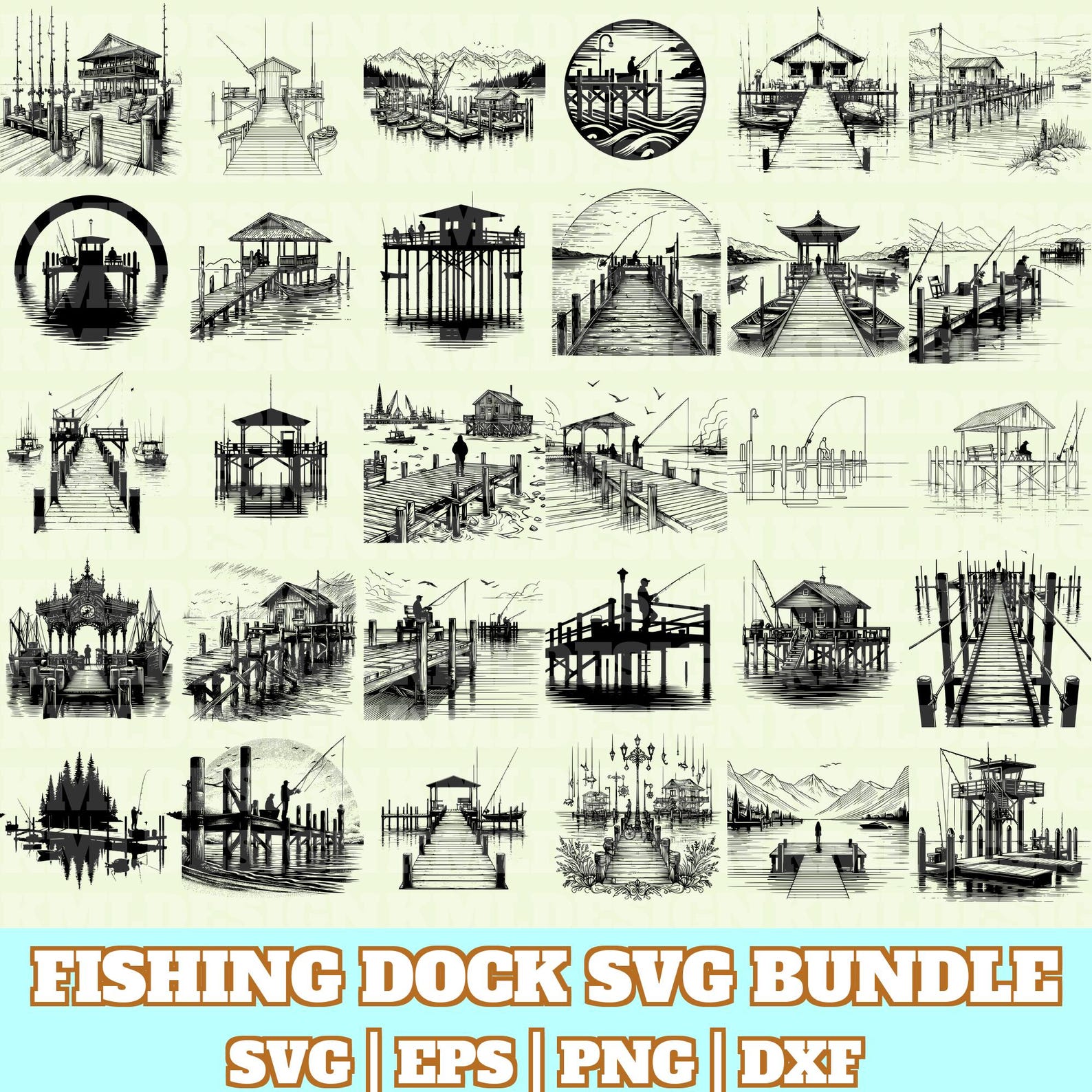 Fishing Dock Svg Bundle, Fishing Dock Vector, Fishing Dock Silhouette ...