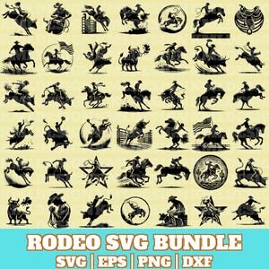 Rodeo Svg Bundle, Rodeo Horse Cut File, Country girl Vector, Rodeo Silhouette, Western Bull Vector, Western Horse Clipart, Instant Download