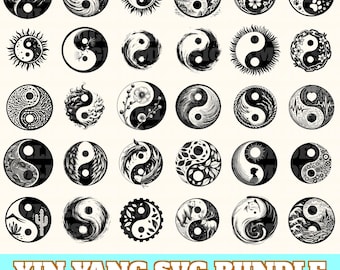 Pacote Yin Yang Svg, vetor Yin Yang, silhueta Yin Yang, Yin Yang Svg PNG Eps Dxf, download instantâneo