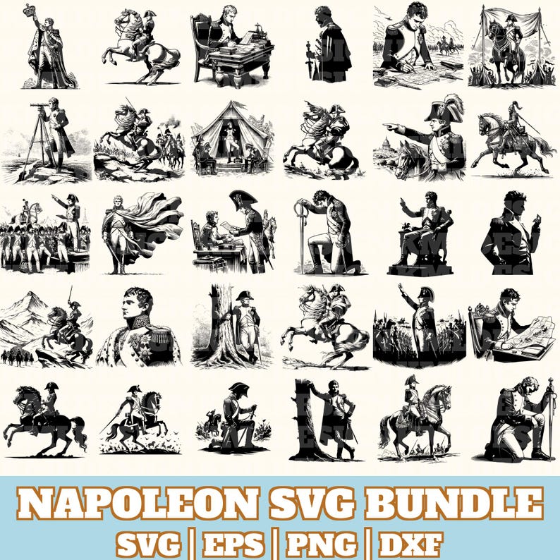 Napoleon Svg Bundle, Napoleonic Wars Vector Silhouette, Napoleon Svg ...