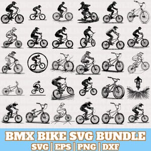 Bundle Svg de vélo Bmx, vecteur de vélo Bmx, Silhouette de vélo Bmx, Bmx Rider SVG, Bundle PNG de vélo Bmx, sport extrême bmx Svg, téléchargement numérique