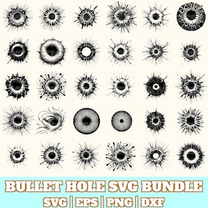 Bullet Hole Svg Bundle, Bullet Hole Vector, Bullet Hole Silhouette, Bullet Hole Svg PNG Eps Dxf, Instant Download
