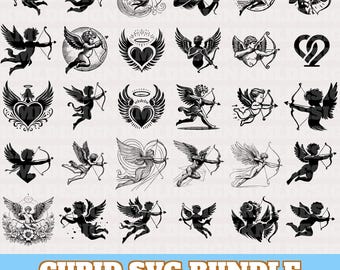 Cupid Svg Bundle, Cupid Vector, Cupid Silhouette, Valentine's Cupid Designs Svg, Valentine's Cupid Svg, Cupid Cut Files, Digital Download