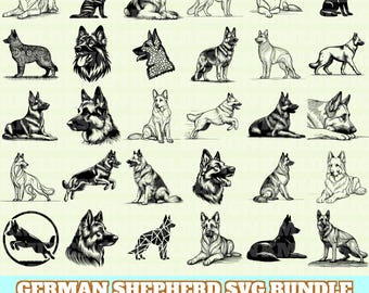 German Shepherd Svg Bundle, German Shepherd Vector, German Shepherd Silhouette, German Shepherd Svg PNG Eps Dxf, Instant Download