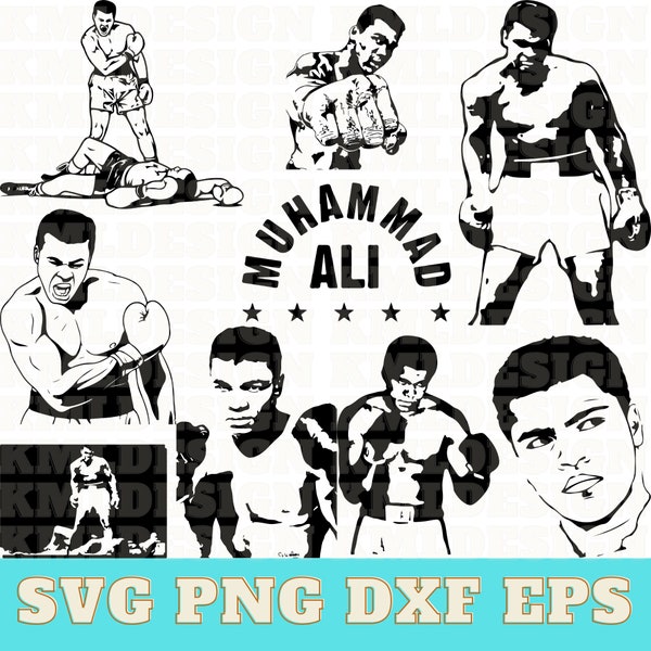 6 Muhammad Ali Svg Bundle, Muhammad Ali Vector, Muhammad Ali Clipart, Cassius Clay SVG, The Greatest version, Muhammad Ali Silhouette