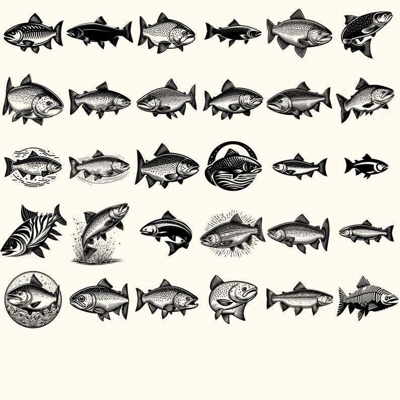 Salmon Fish Svg Bundle, Salmon Fish Vector, Salmon Fish Silhouette ...