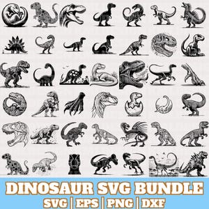 Bundle Svg dinosaure, vecteur de dinosaure, silhouette de dinosaure, dessins de dinosaures Svg, dinosaure Cricut, tricératops Svg, T-rex Svg, téléchargement numérique