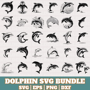 Dolphin Svg Bundle, Dolphin Vector, Dolphin Silhouette, Dolphin Cut File, jumping dolphins Silhouette, Layered Dolphin svg, InstantDownload