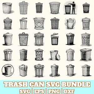 Trash Can Svg Bundle, Trash Can Vector, Trash Can Silhouette, Trash Can Svg PNG Eps Dxf, Instant Download