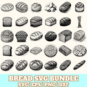 Bread Svg Bundle, Bread Vector, Bread Silhouette, Bread Svg PNG Eps Dxf, Instant Download