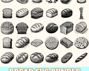 Bread Svg Bundle, Bread Vector, Bread Silhouette, Bread Svg PNG Eps Dxf, Instant Download