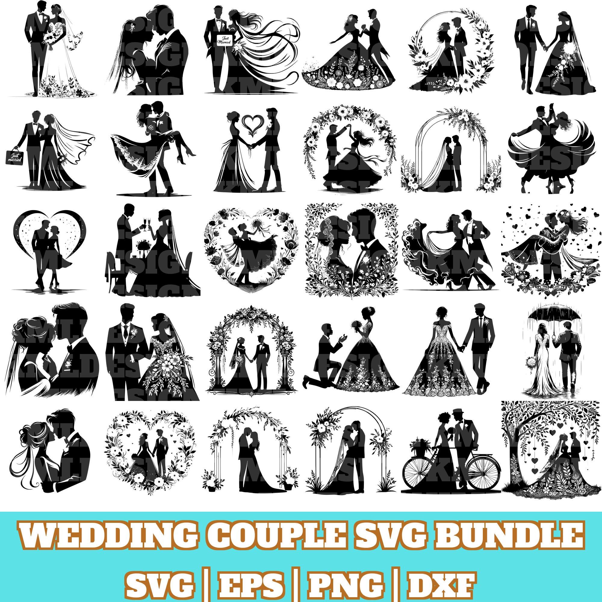 35 Wedding Couple SVG Bundle, Wedding SVG Cut Files for Cricut, Wedding ...