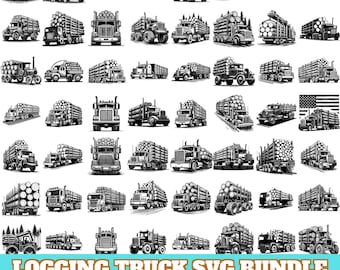 Logging Truck Svg Bundle, Logging Truck Cutfile for Cricut, Logging Truck Silhouette, Logging Truck Designs, Trucker Vector,Instant download
