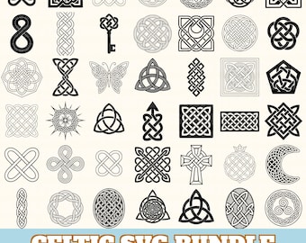 Celtic Svg Bundle, Intricate Celtic Knot Vector, Celtic Tattoo Irish Symbols Silhouette, Celtic mandala Svg PNG Eps Dxf, Instant Download