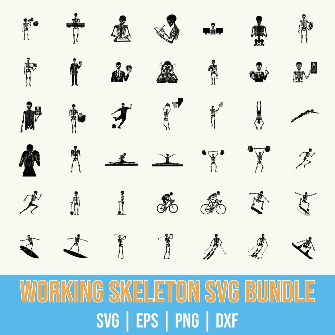 Jobless Skeleton Working Skeleton Svg Bundle, Worker Skeleton Jobs Cutfile for Cricut ...
