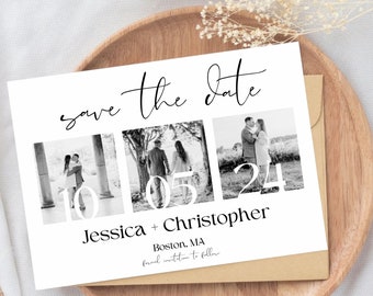 Black & White Modern Save the Date, Simple Save the Date Invitation, Wedding Save the Date, Digital Download