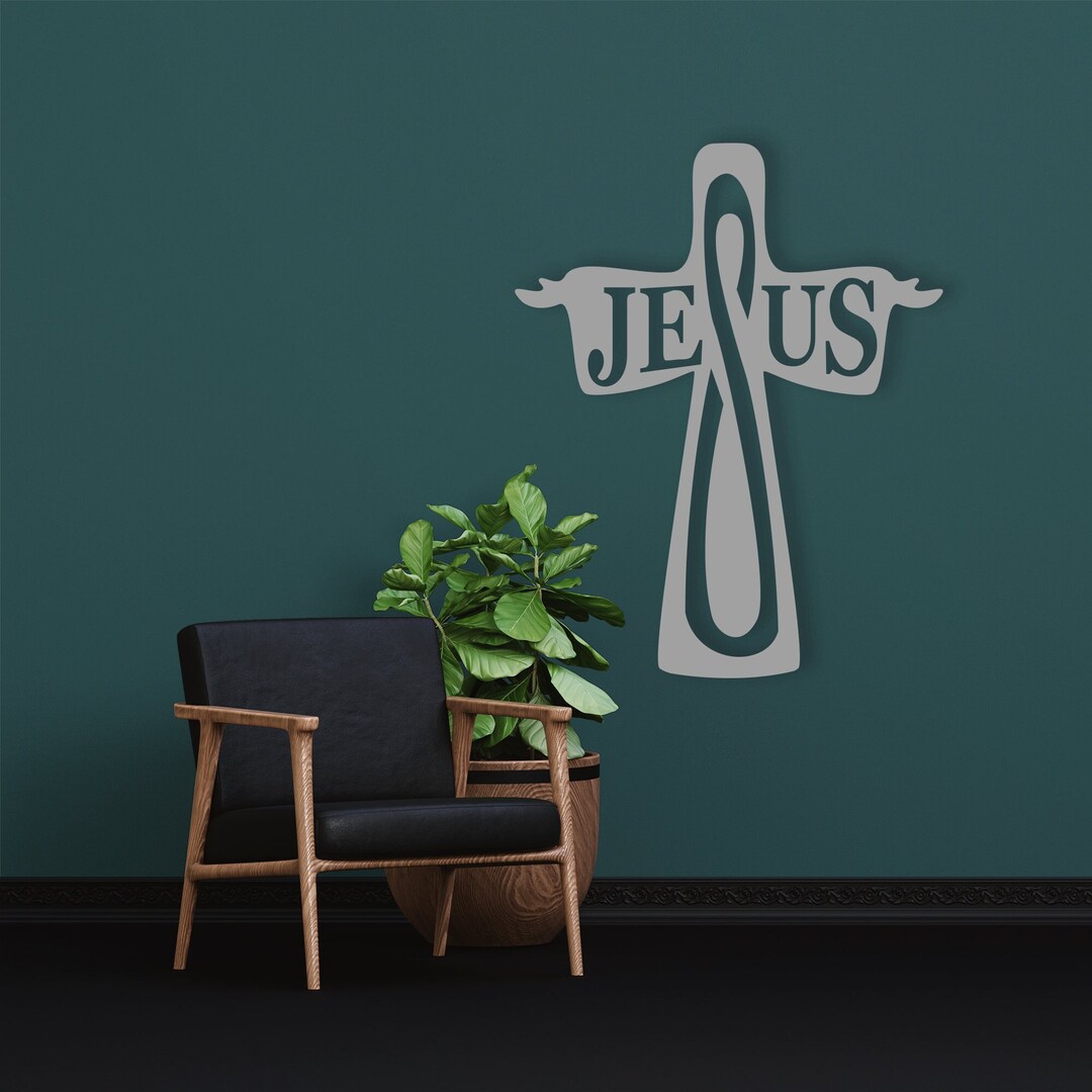 Jesus Christ and Cross Metal Wall Decor, Christian Metal Art, Religious