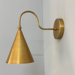 Handmade Vintage Single Light Cone Shade Pivot Brass Sconce Mid Century Modern Style Brass Wall Lamp Italian wall Light Fixture Wall Lamp.