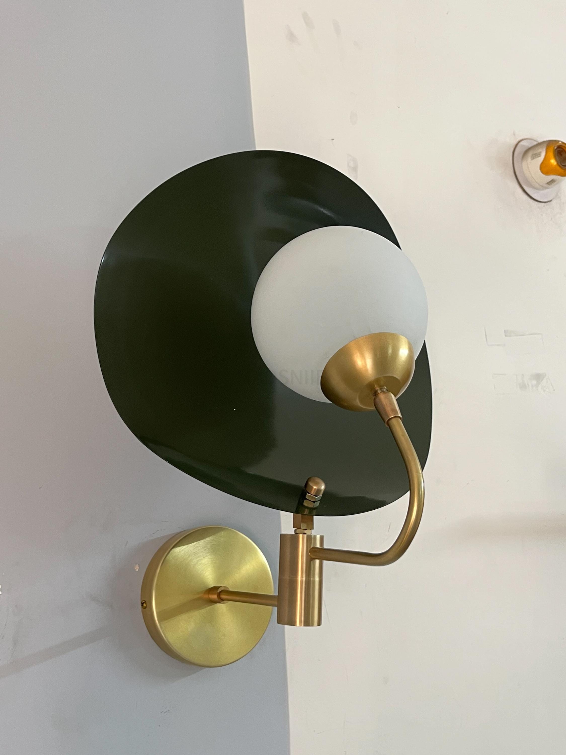 Handmade Vintage Single Modern Elegant Brass Handcrafted  Wall Sconce with Green Shade  Mid Century Modern Lighting Fixture for Home Lights