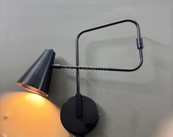 Brass Wall Sconce 1950&#39;s Vintage Brass Swing Arm Wall Sconce | Mid-Century Modern Adjustable Wall Lamp for Bedroom, Living Room Wall Light