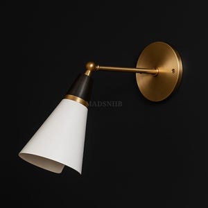 Mid Century Modern Brass Wall Sconce Adjustable Cone Shade Wall Light Vintage Industrial Bathroom Vanity Lamp Bedroom Reading Light Fixture