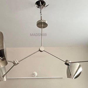 Modern Mid-Century Brass Chandelier | 4-Arm Adjustable Ceiling Light | Handmade Industrial Sputnik Pendant | Minimalist Home Lighting