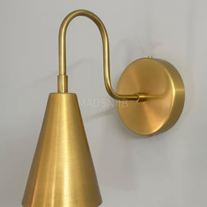 Brass Wall Sconce Vintage Wall Fixture Modern Brass Wall Sconce Mid Century Modern Home Décor Bedroom Conical Shade Antique Wall Lights