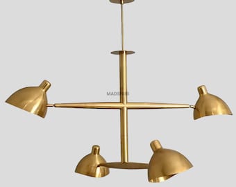 Handmade Brass Sputnik Chandelier: Mid-Century Modern 4-Light Ceiling Fixture