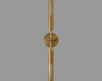 Handcrafted Brass Wall Sconce: Mid-Century Modern Vertical Light