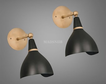 Mid Century Modern Brass Wall Sconce: Adjustable Swing Arm Light
