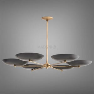 Mid-Century Modern Elegant Black Brass Chandelier -6 Light Ceiling Fixture brass Luxury sputnik chandelier for Dining Room, Living Room