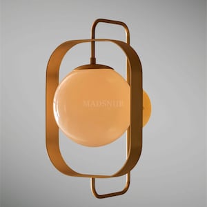 Modern Brass Wall Sconce with Globe Light | Mid Century Modern Wall Lamp | Opal Glass Wall Light Fixture | Minimalist Designer Lighting