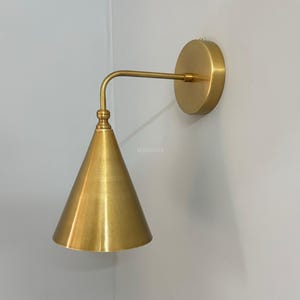 Mid-Century Modern Vintage Brass Wall Sconce Brass Cone Wall Light Vintage Industrial Sconce| Bedroom, Hallway, & Living Room Lighting.