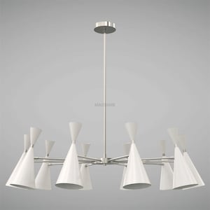 Mid Century Modern Sputnik Chandelier | 10-Light Cone Pendant Light Fixture | Italian Ceiling Light | Retro Modern Dining Room Lighting