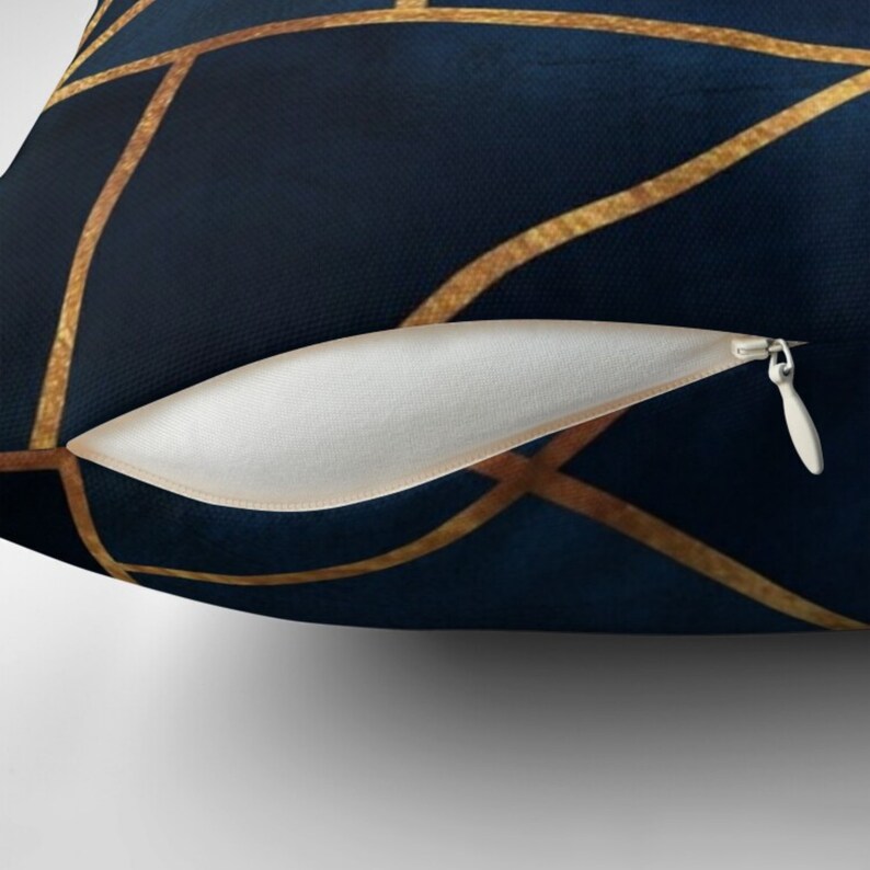 Geometric Navy Blue & Gold Cushion Covers UK Abstract Throw Etsy
